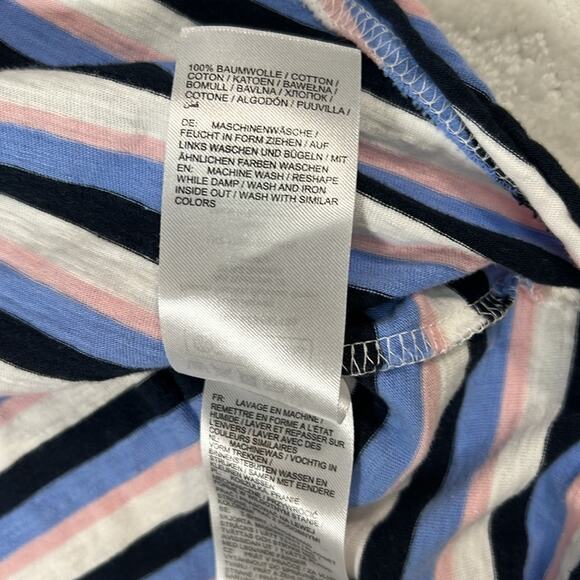 Ulla Popken striped blue black pink white cotton long sleeve pullover top 32/34 - Picture 8 of 9